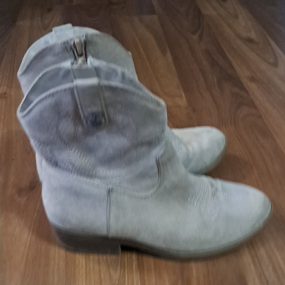 Kids' Beige Pink Suede Cowboy Boots. Western Cowgirl - Picture 5 of 9